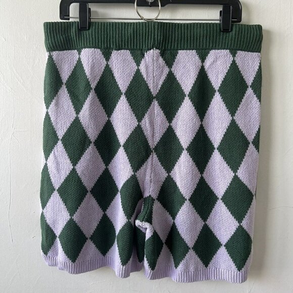 Bp. Be Proud Gender Pride Argyle Sweater Shorts XSMALL Diamond Green Purple - Picture 10 of 11